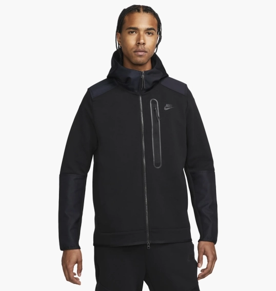 Толстовка чоловіча Nike M Nk Tch Flc Overlay Fz Black Dr6165-010 фото 7 — інтернет-магазин Tapok