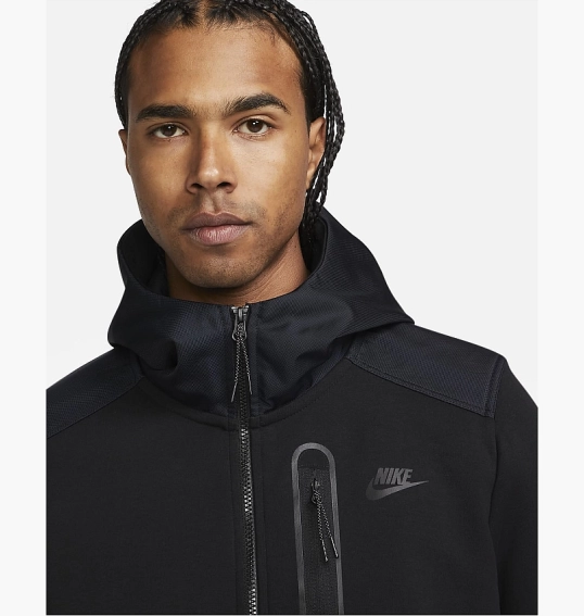 Толстовка чоловіча Nike M Nk Tch Flc Overlay Fz Black Dr6165-010 фото 8 — інтернет-магазин Tapok