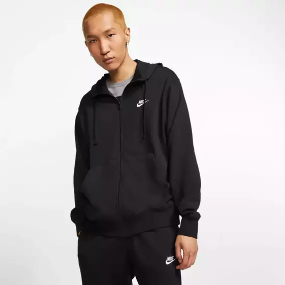 Толстовка чоловіча Nike M Nsw Club Hoodie Fz Ft Black BV2648-010 фото 2 — інтернет-магазин Tapok