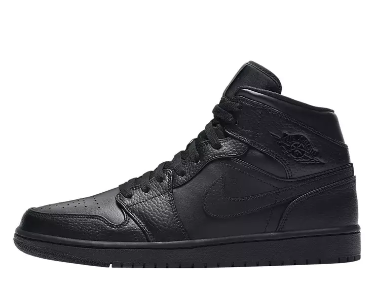 Кроссовки Air Jordan 1 Mid Triple Black Black 554724-091 фото 2 — интернет-магазин Tapok