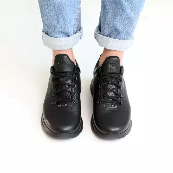 Кроссовки мужские кожаные 586637 Черные фото 3 — интернет-магазин Tapok