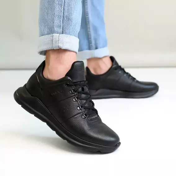Кроссовки мужские кожаные 586637 Черные фото 5 — интернет-магазин Tapok