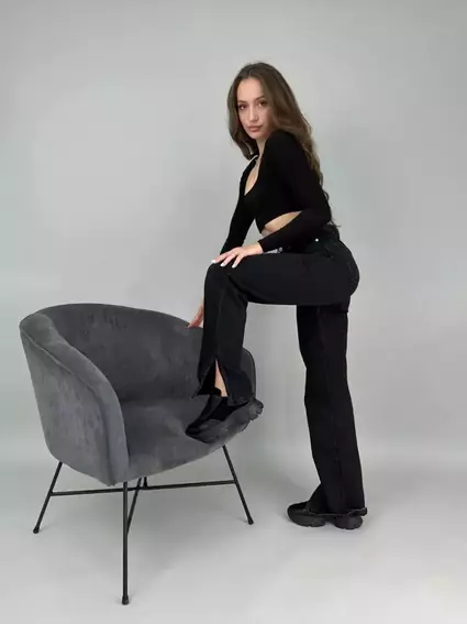 Кроссовки женские замшевые черные с вставками кожи фото 7 — интернет-магазин Tapok