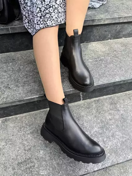 Челси женские кожаные черного цвета демисезонные фото 2 — интернет-магазин Tapok