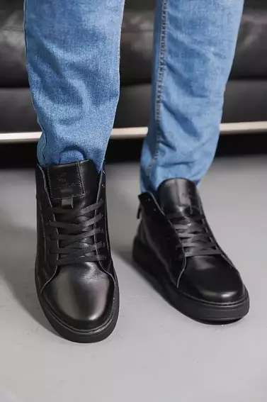 Мужские ботинки кожаные зимние черные CrosSAV 86 фото 2 — интернет-магазин Tapok