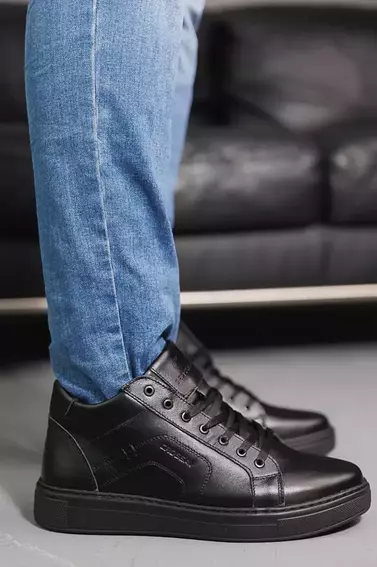 Мужские ботинки кожаные зимние черные CrosSAV 86 фото 4 — интернет-магазин Tapok