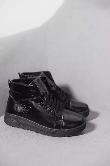 Подростковые ботинки кожаные зимние черные CrosSAV 23-89 фото 2 — интернет-магазин Tapok