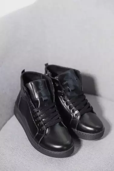 Подростковые ботинки кожаные зимние черные CrosSAV 23-89 фото 4 — интернет-магазин Tapok