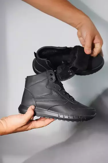 Подростковые ботинки кожаные зимние черные CrosSAV 21-42/2 фото 3 — интернет-магазин Tapok