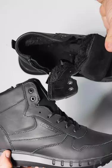 Подростковые ботинки кожаные зимние черные CrosSAV 21-42/2 фото 4 — интернет-магазин Tapok