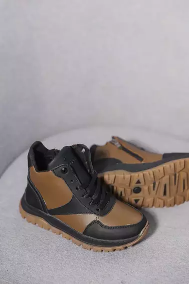 Дитячі кросівки шкіряні зимові чорні-коричневі CrosSAV 12 фото 4 — інтернет-магазин Tapok