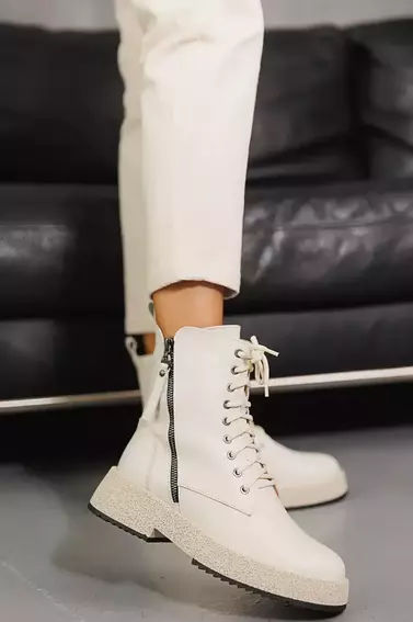 Женские ботинки кожаные зимние молочные VlaMar 206 фото 4 — интернет-магазин Tapok