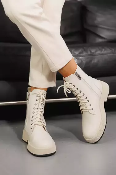 Женские ботинки кожаные зимние молочные VlaMar 206 фото 5 — интернет-магазин Tapok