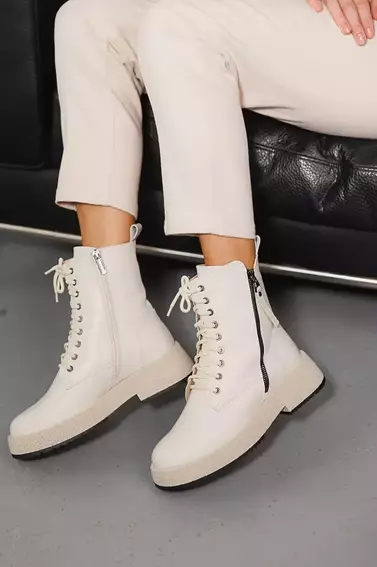 Женские ботинки кожаные зимние молочные VlaMar 206 фото 6 — интернет-магазин Tapok