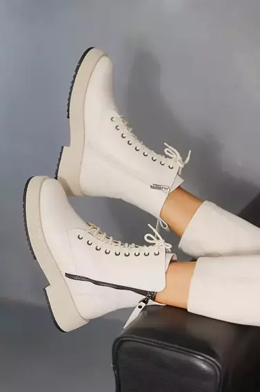Женские ботинки кожаные зимние молочные VlaMar 206 фото 8 — интернет-магазин Tapok