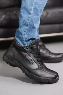 Чоловічі черевики шкіряні зимові чорні Emirro tiros