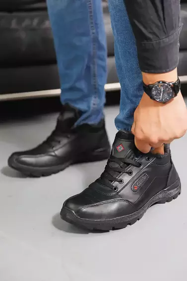 Мужские ботинки кожаные зимние черные Emirro tiros фото 3 — интернет-магазин Tapok