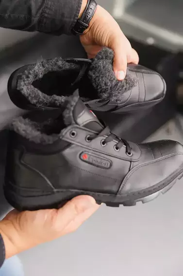 Мужские ботинки кожаные зимние черные Emirro tiros фото 5 — интернет-магазин Tapok