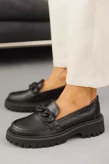 Женские туфли кожаные весенне-осенние черные Emirro Фурнитура