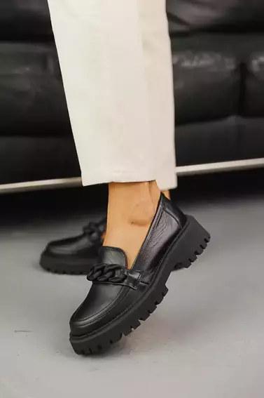 Жіночі туфлі шкіряні весняно-осінні чорні Emirro Фурнітура фото 4 — інтернет-магазин Tapok