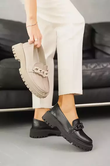 Женские туфли кожаные весенне-осенние черные Emirro Фурнитура фото 6 — интернет-магазин Tapok