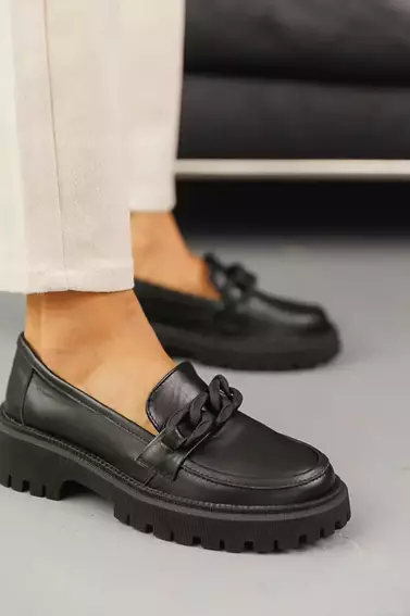 Жіночі туфлі шкіряні весняно-осінні чорні Emirro Фурнітура фото 10 — інтернет-магазин Tapok