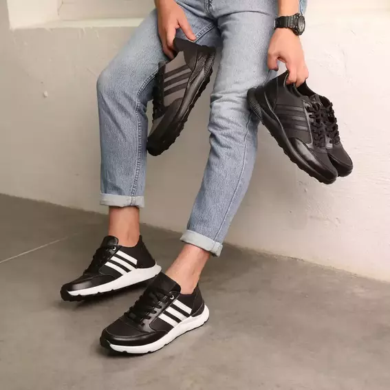 Кроссовки мужские кожаные 586369 Черные фото 10 — интернет-магазин Tapok