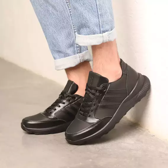 Кроссовки мужские кожаные 586370 Черные фото 6 — интернет-магазин Tapok