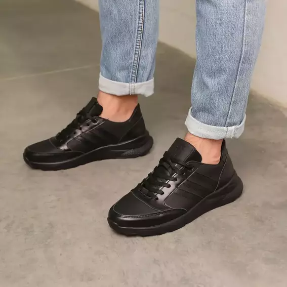 Кроссовки мужские кожаные 586370 Черные фото 7 — интернет-магазин Tapok