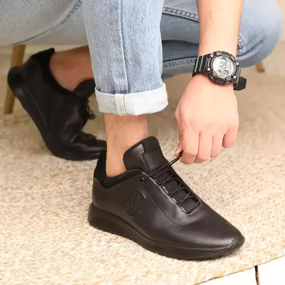Кроссовки мужские кожаные 586568 Черные фото 5 — интернет-магазин Tapok