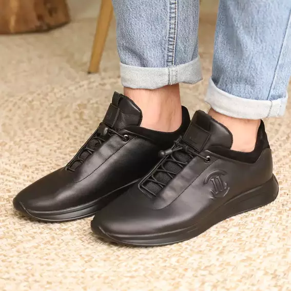 Кроссовки мужские кожаные 586568 Черные фото 7 — интернет-магазин Tapok
