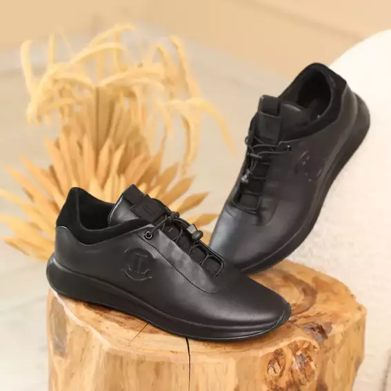 Кроссовки мужские кожаные 586568 Черные фото 8 — интернет-магазин Tapok