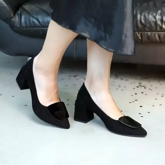 Туфлі жіночі замшеві 586634 Чорні фото 2 — інтернет-магазин Tapok