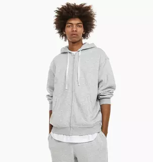 Толстовка H&M Relaxed Fit Zip-Through Hoodie Grey 1011890003