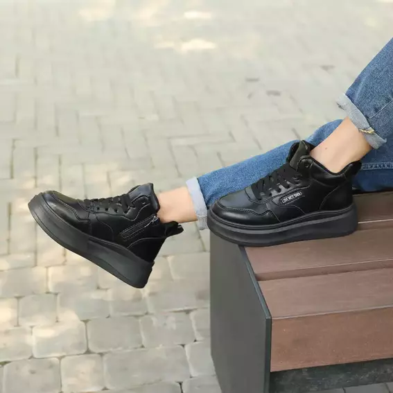 Кросівки жіночі шкіряні байка 586625 Чорні фото 4 — інтернет-магазин Tapok