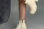 Ботинки женские кожаные молочного цвета на каблуках демисезонные Фото 3