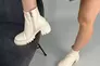 Ботинки женские кожаные молочного цвета на каблуках демисезонные Фото 5