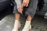 Ботинки женские кожаные молочного цвета на каблуках демисезонные Фото 18