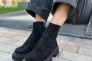 Ботинки женские замшевые черного цвета низкий ход демисезонные Фото 11