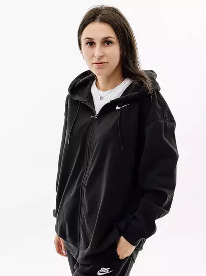 Толстовка Nike W NSW JRSY OS FZ HOODIE DM6415-010 фото 1 — интернет-магазин Tapok