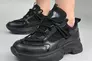 Кросівки жіночі шкіряні чорні із вставками сітки Фото 1