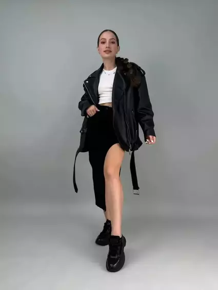 Кросівки жіночі шкіряні чорні із вставками сітки фото 3 — інтернет-магазин Tapok