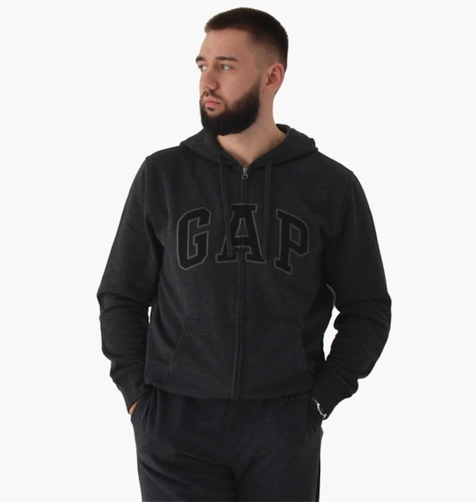 Толстовка чоловіча Gap Logo Zip Hoodie Grey 218871801 фото 35 — інтернет-магазин Tapok