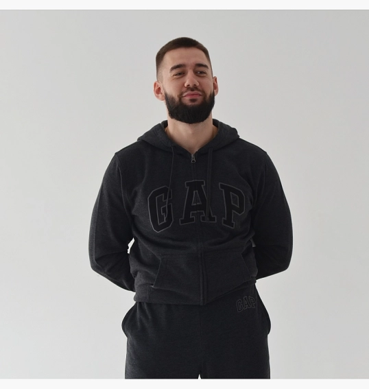 Толстовка чоловіча Gap Logo Zip Hoodie Grey 218871801 фото 39 — інтернет-магазин Tapok