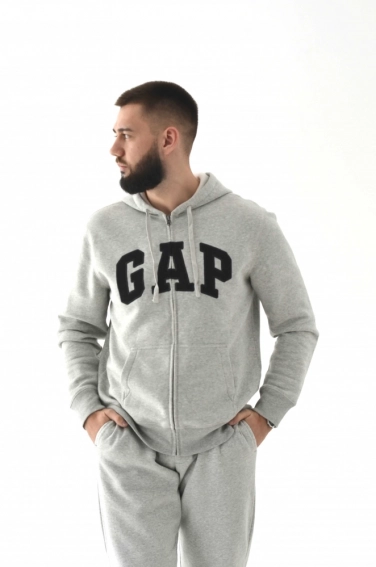 Толстовка чоловіча Gap Logo Zip Hoodie Grey 218871731 фото 8 — інтернет-магазин Tapok