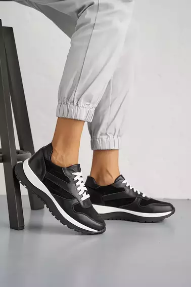 Жіночі кросівки шкіряні весняно-осінні чорні Yuves 303 фото 8 — інтернет-магазин Tapok