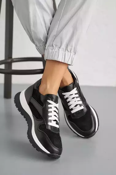 Жіночі кросівки шкіряні весняно-осінні чорні Yuves 303 фото 9 — інтернет-магазин Tapok