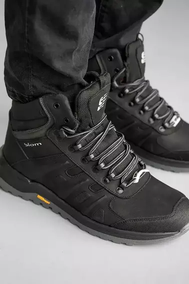 Мужские кроссовки кожаные зимние черные Splinter Б 1723 фото 4 — интернет-магазин Tapok