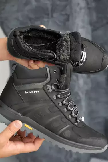 Мужские кроссовки кожаные зимние черные Splinter Б 1723 фото 5 — интернет-магазин Tapok