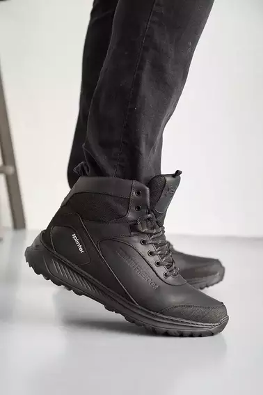 Чоловічі кросівки шкіряні зимові чорні Splinter Б 1320/1 фото 1 — інтернет-магазин Tapok